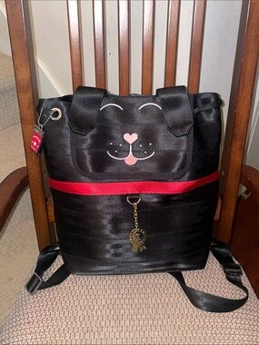 Harveys Best In Show Black Dog Face Tote Backpack with Red Accent